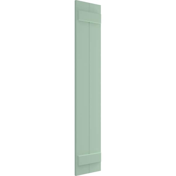 True Fit PVC, Two Board Joined Board-n-Batten Shutters, Seaglass, 10 3/4W X 59H